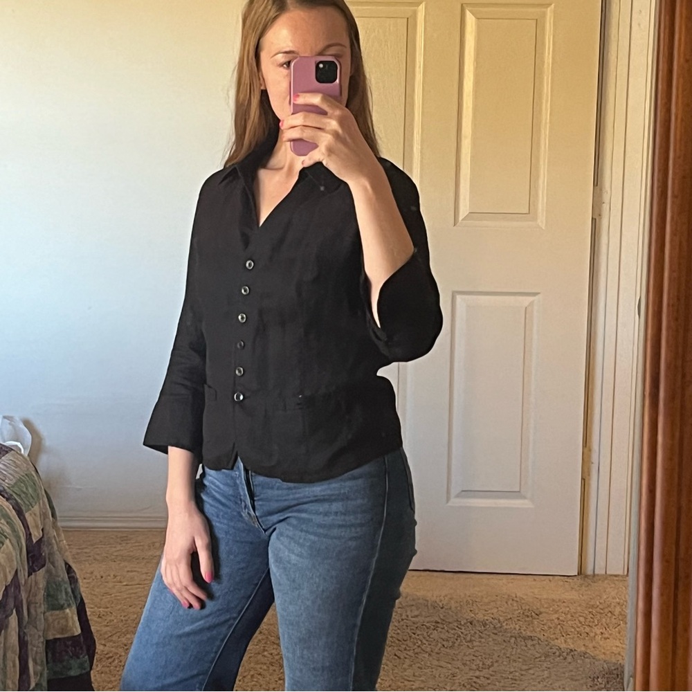 Talbots 100% Linen Button-Up Top - image 1